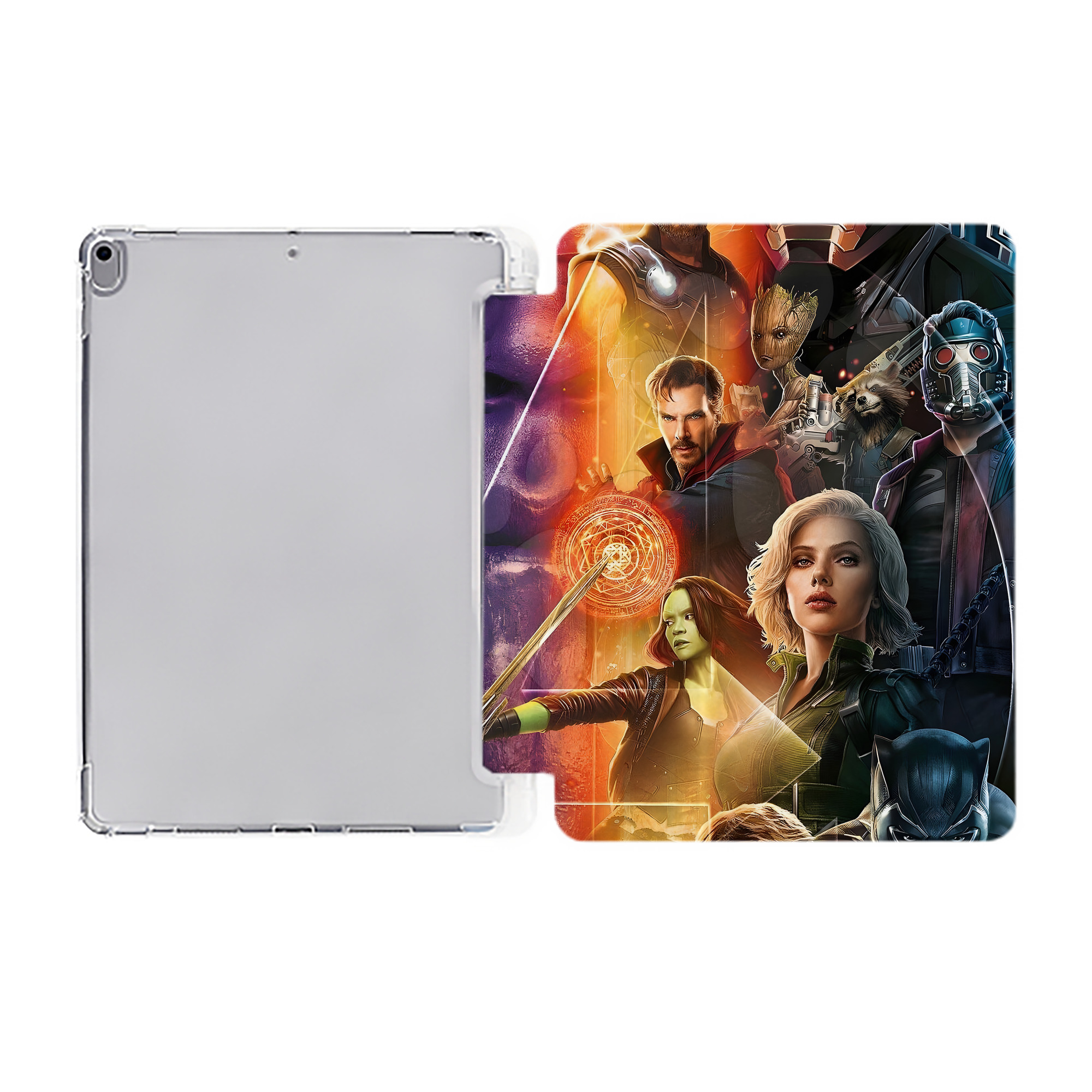 （画像用） アベンジャーズ The Avengers IPad ケース ペン収納付き 三つ折りスタンド PUレザー×シリコン 対応機種9.5/10.5/10.9インチ